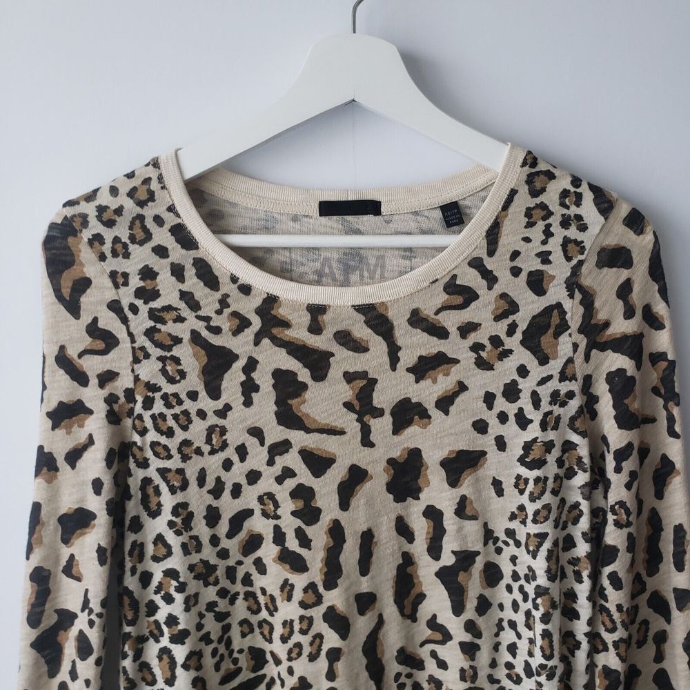 ATM Mixed Leopard-print Long-sleeve Shirt In Silver Pavement Combo size XS - Picture 3 of 8